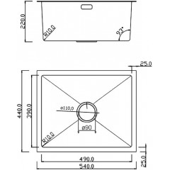 Кухонная мойка Roxen Uno 560210-54B (набор ролл-мат, дозатор, сифон)