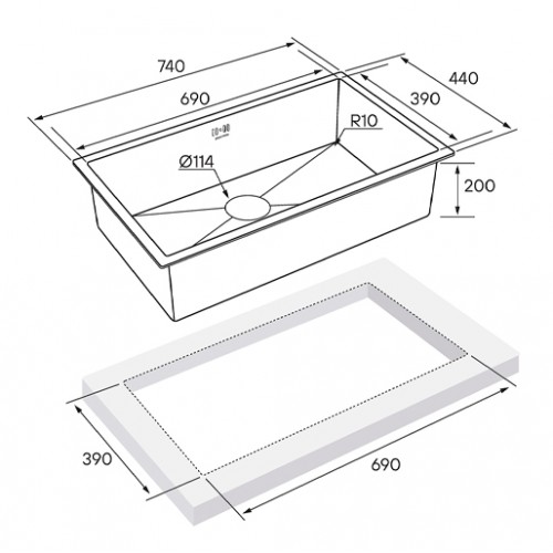Кухонная мойка Paulmark PM257444-BS