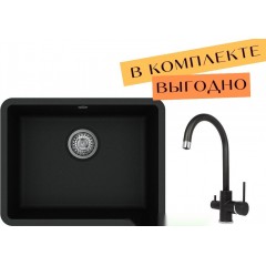 Кухонная мойка AquaSanita Arca SQA102 + Sabiaduo 2963 (черный металлик 601)