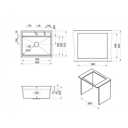 Кухонная мойка Granula 6051 (золото сатин)