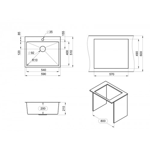 Кухонная мойка Granula 5951 (золото сатин)