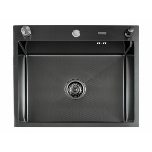 Кухонная мойка FUTUR FK 5050 Eco EMBOSSING POP-UP ECONOM Black Nano