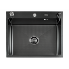 Кухонная мойка FUTUR FK 5550 Eco EMBOSSING POP-UP ECONOM Black Nano