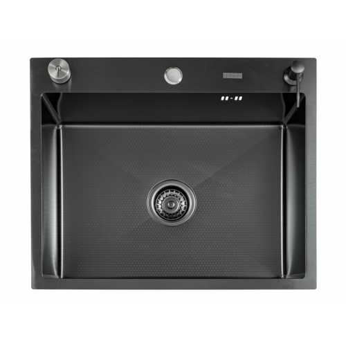 Кухонная мойка FUTUR FK 5550 Eco EMBOSSING POP-UP ECONOM Black Nano