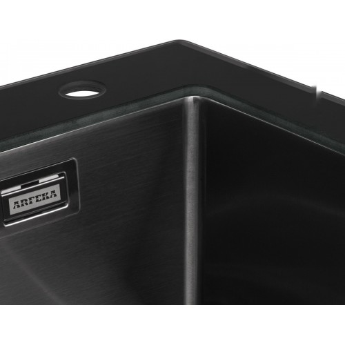 Кухонная мойка ARFEKA ECO AR 500*500 GS BLACK GLASS + BLACK PVD NANO