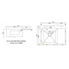 Кухонная мойка ARFEKA ECO AR 650*500 L SATIN