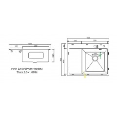 Кухонная мойка ARFEKA ECO AR 650*500 R BLACK PVD NANO