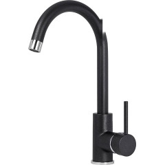 Кухонная мойка AquaSanita Rock SQR 103 + cмеситель Sabia 5523 (черный металлик 601)