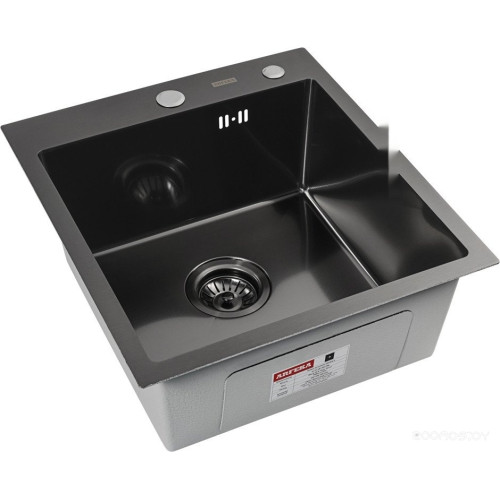 Кухонная мойка ARFEKA ECO AR 450*500 BLACK PVD NANO DECOR MILLET GRAINS