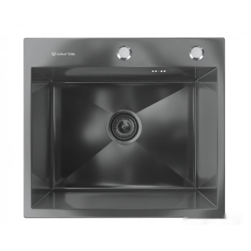 Кухонная мойка Ulgran Steel 50x45 (черная брашированная сталь)