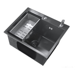 Кухонная мойка Ulgran Steel 50x45 (черная брашированная сталь)