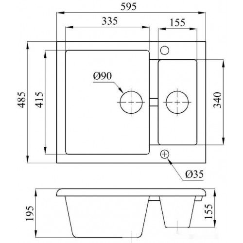 Кухонная мойка БелЭворс Duet (блэк)