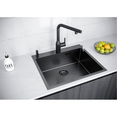 Кухонная мойка Paulmark Kroner-Edge 59 PM775951-GM (вороненая сталь)