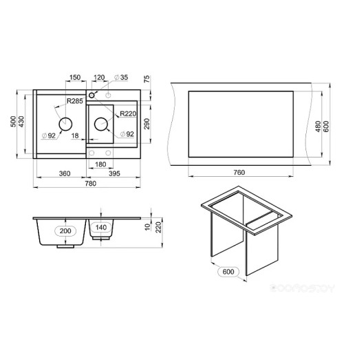 Кухонная мойка Granula ES-7808 (графит)