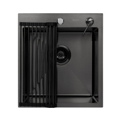 Кухонная мойка ARFEKA ECO AR 450*500 роллер-мат, дозатор BLACK +RM AR+DS AR