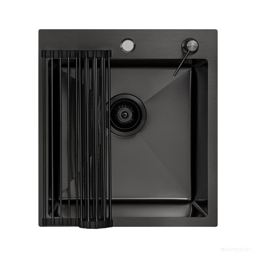Кухонная мойка ARFEKA ECO AR 450*500 роллер-мат, дозатор BLACK DECOR +RM AR+DS AR