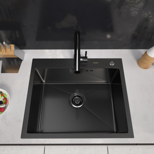Кухонная мойка ARFEKA Eco AR 600*500 Black PVD Nano Decor Volcanic Rock