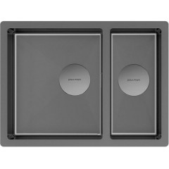 Кухонная мойка Paulmark Next 58/2S Uni PM225844-GM (черный/вороненая сталь)