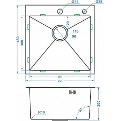Кухонная мойка FUTUR FK 4548 B Eco Embossing (черный нано)