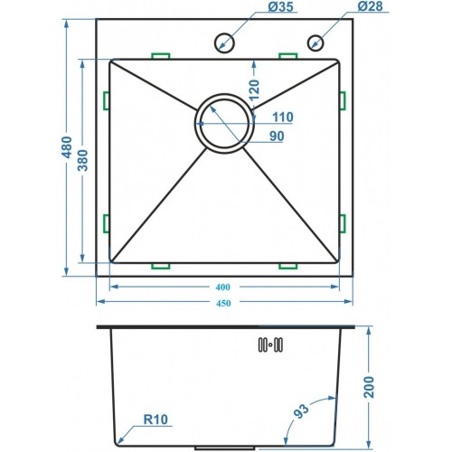 Кухонная мойка FUTUR FK 4548 B Eco Embossing (черный нано)