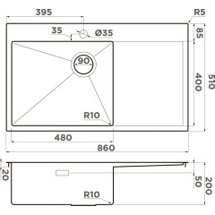 Кухонная мойка Omoikiri Akisame 86 Side-L GB 4997043 (графит)