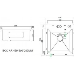 Кухонная мойка ARFEKA Eco AR мойка 450*500, коландер G, дозатор Satin Decor Millet +CL AR G+DS AR