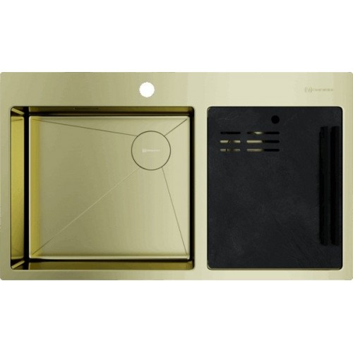 Кухонная мойка Omoikiri Akisame 86-2 Side lg (светлое золото)