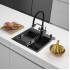 Кухонная мойка ARFEKA ECO AR мойка 500*500, коландер, дозатор BLACK DECOR VOLCANIC ROCK