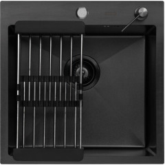 Кухонная мойка ARFEKA ECO AR мойка 500*500, коландер, дозатор BLACK DECOR VOLCANIC ROCK