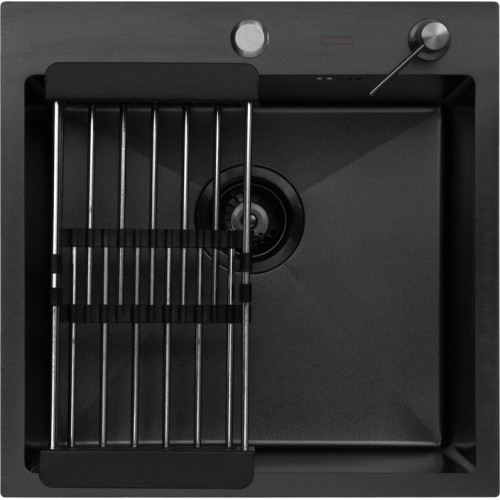 Кухонная мойка ARFEKA ECO AR мойка 500*500, коландер, дозатор BLACK DECOR VOLCANIC ROCK