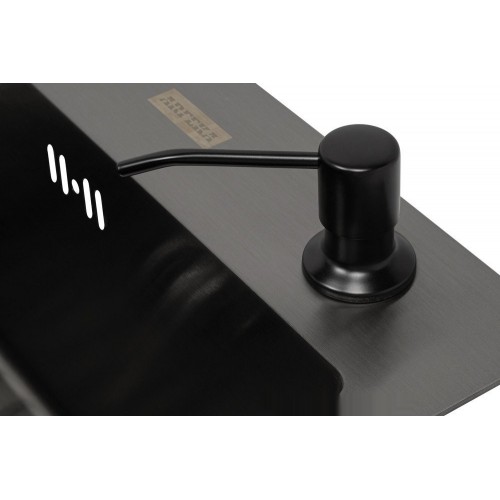 Кухонная мойка ARFEKA ECO AR мойка 500*500, коландер, дозатор BLACK DECOR VOLCANIC ROCK