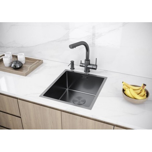 Кухонная мойка Paulmark Next 38 UNI PM213844-GM (черный/вороненая сталь)