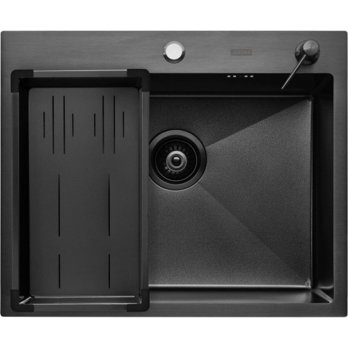 Кухонная мойка ARFEKA Eco AR мойка 600*500, коландер G, дозатор Black Decor Volcanic +CL AR G+DS AR