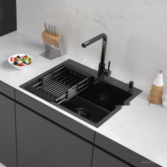 Кухонная мойка ARFEKA ECO AR мойка 600*500, коландер, дозатор BLACK DECOR VOLCANIC ROCK