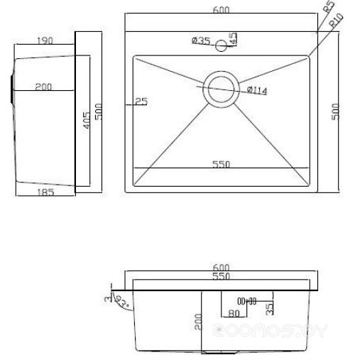 Кухонная мойка ARFEKA ECO AR мойка 600*500, коландер, дозатор BLACK DECOR VOLCANIC ROCK