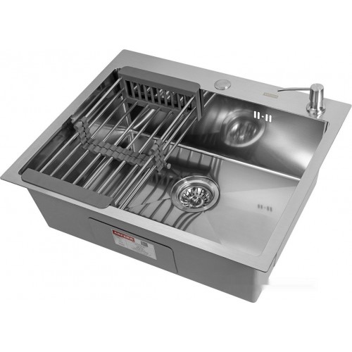 Кухонная мойка ARFEKA ECO AR мойка 600*500, коландер, дозатор SATIN DECOR MILLET GRAINS