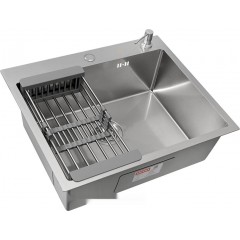 Кухонная мойка ARFEKA ECO AR мойка 600*500, коландер, дозатор SATIN DECOR VOLCANIC ROCK