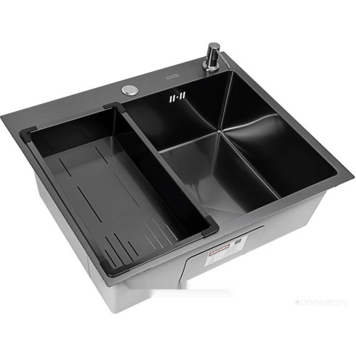 Кухонная мойка ARFEKA Eco AR мойка 600*500, коландер G, дозатор Black Decor Millet +CL AR G+DS AR