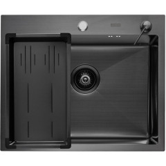 Кухонная мойка ARFEKA Eco AR мойка 600*500, коландер G, дозатор Black Decor Millet +CL AR G+DS AR