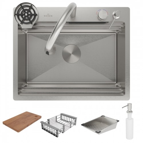 Кухонная мойка Roxen Stage Plus 560250-60 многофункциональная 8 в 1 (60*48/сатин)