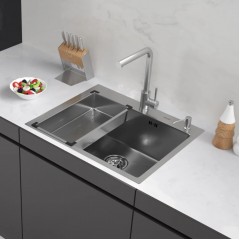 Кухонная мойка ARFEKA Eco AR мойка 600*500, коландер G, дозатор Satin Decor Volcanic +CL AR G+DS AR