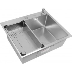 Кухонная мойка ARFEKA Eco AR мойка 600*500, коландер G, дозатор Satin Decor Volcanic +CL AR G+DS AR