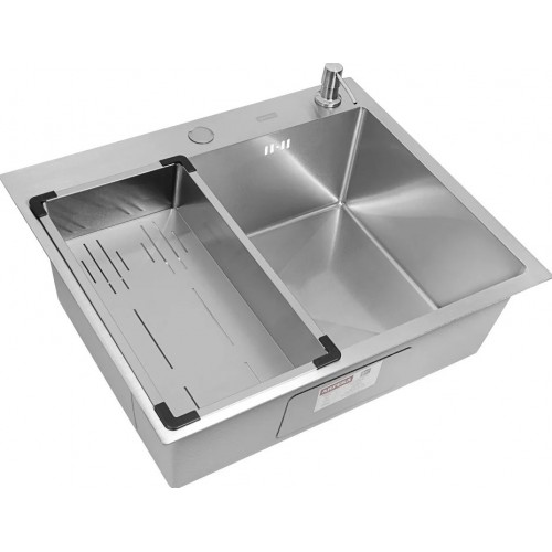 Кухонная мойка ARFEKA Eco AR мойка 600*500, коландер G, дозатор Satin Decor Volcanic +CL AR G+DS AR