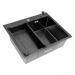 Кухонная мойка ARFEKA Eco AR мойка 600*500, коландер G, дозатор Black +CL AR G+DS AR