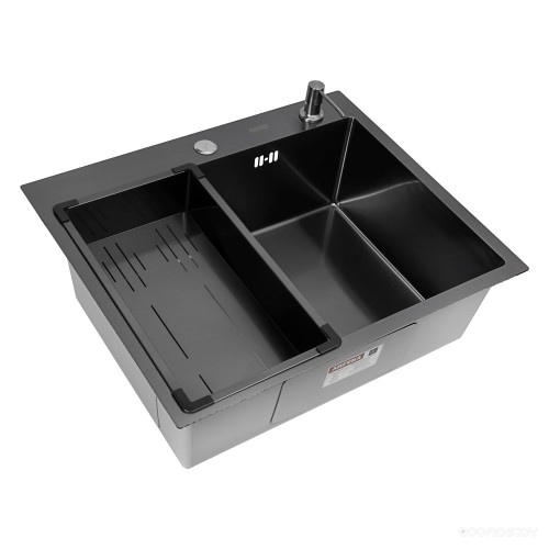 Кухонная мойка ARFEKA Eco AR мойка 600*500, коландер G, дозатор Black +CL AR G+DS AR