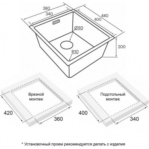 Кухонная мойка Paulmark Lassan 38 UNI LA38-GM (черный/вороненая сталь)
