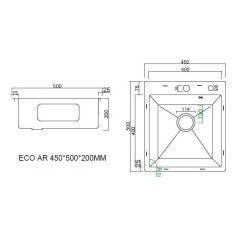 Кухонная мойка ARFEKA Eco AR мойка 450*500, коландер G, дозатор Black +CL AR G+DS AR