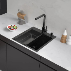Кухонная мойка ARFEKA Eco AR мойка 450*500, коландер G, дозатор Black Decor +CL AR G+DS AR