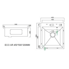 Кухонная мойка ARFEKA Eco AR мойка 450*500, коландер G, дозатор Black Decor +CL AR G+DS AR