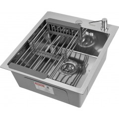 Кухонная мойка ARFEKA Eco AR мойка 450*500, коландер, дозатор SATIN DECOR MILLET GRAINS